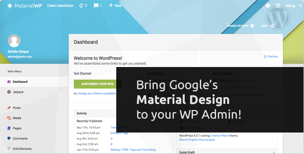 WordPress插件-Material WP V0.0.52汉化版已更新-倾尘SEO 更改WordPress管理界面 Material Design RTL支持-凡客源码